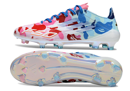 Close-up of Adidas F50 Elite FG x BAPE Lace tongue and laces – highlighting comfort, lockdown, and elite-level performance.