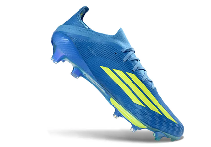 Adidas F50+ Elite FG football shoe on a soccer player's foot, highlighting the shoe's lightweight and responsive design.