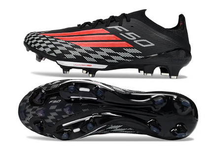 Adidas F50+ Elite FG football boot from the side with its features highlighted