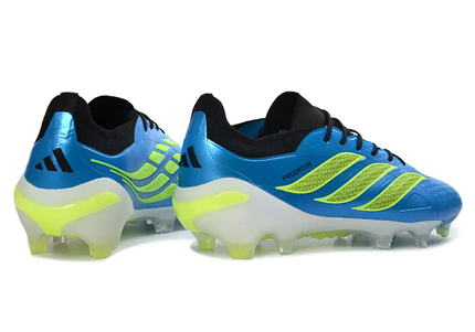 Adidas Predator 26 Elite FG football in a player's foot, demonstrating its comfortable and secure fit