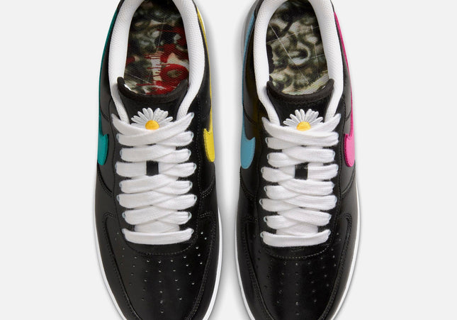 Nike x PEACEMINUSONE Air Force 1 - Black / New Emerald / Pinkfire II / Tour Yellow / Blue Gale