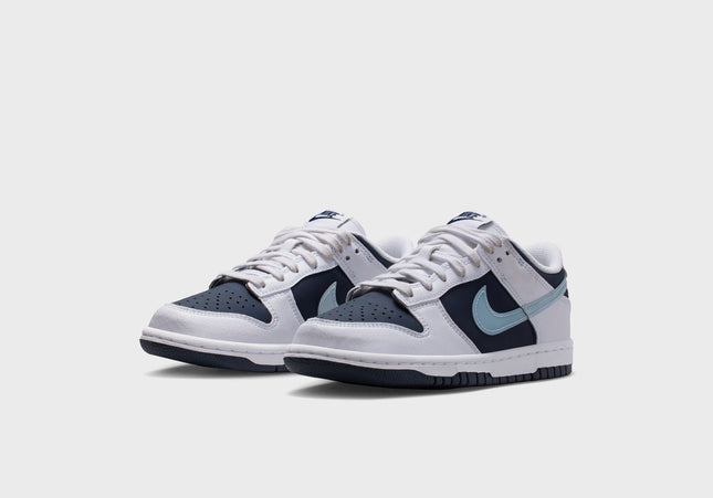 Nike GS Dunk Low - White / Light Armory Blue / Deep Royal Blue