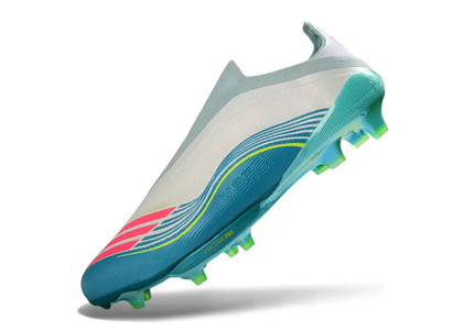 Close-up of Adidas F50+ Elite Firm Ground Football Boots Laceless Messi