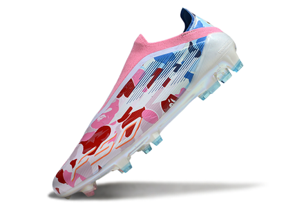 Adidas F50 Elite FG Laceless x BAPE football boots side view – limited edition camouflage green soccer cleats with BAPE print, designed for speed and control.