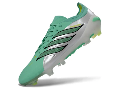 Close-up of Adidas Predator 26 Elite FG football cleat with textured upper and stud pattern.