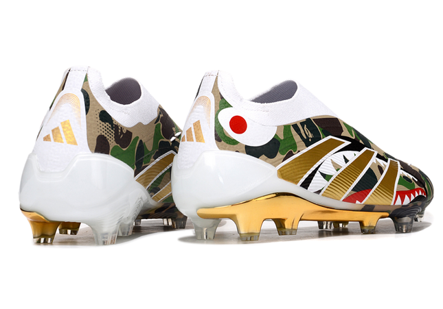 Adidas Predator Elite FG Laceless x BAPE soleplate – lightweight firm ground soleplate engineered for speed, control, and maximum traction.