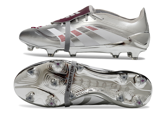 Adidas Predator Elite Fold-over Tongue FG JUDE BELLINGHAM Chrome Dream - Silver Metallic/Legacy Burgundy/Maroon Limited Edition