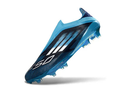 Close-up of Adidas F50+ Elite FG Laceless Football Boot, showcasing innovative design