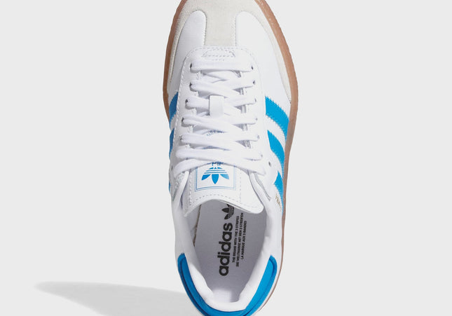 adidas Junior Sambae - White / Bright Blue / Gold Metallic