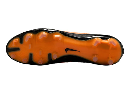 Side view of Nike Hypervenom Phantom RGN Bright Citrus Elite FG football boots in vibrant orange with black accents – elite firm ground soccer cleats