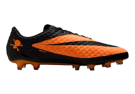 Side view of Nike Hypervenom Phantom RGN Bright Citrus Elite FG football boots in vibrant orange with black accents – elite firm ground soccer cleats